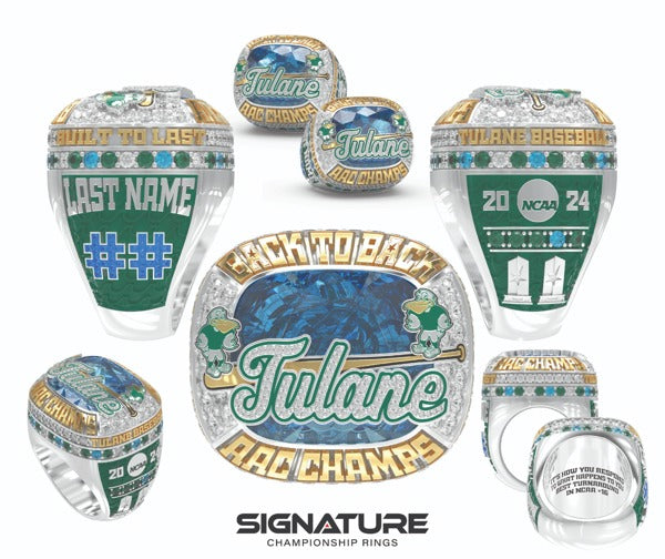 Tulane University Baseball with ## 2024 Championship Ring