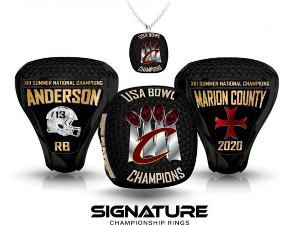 Marion County Football Pendant (With Gold Text)