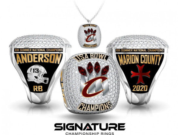 Marion County Football Pendant (With Gold Text)