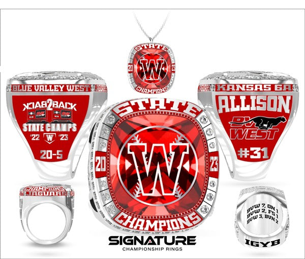 Blue Valley West High School Baseball 2023 Championship Ring