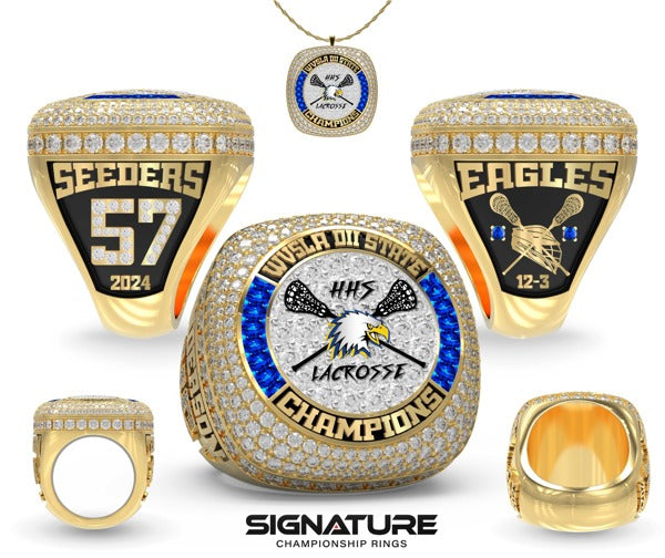 Hedgesville High School Lacrosse -Men's 2024 Championship Ring Sideways Helmet