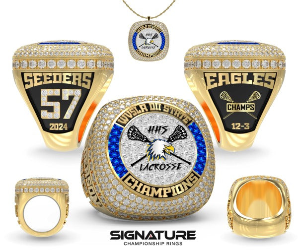 Hedgesville High School Lacrosse -Men's 2024 Championship Ring Sticks with Champs
