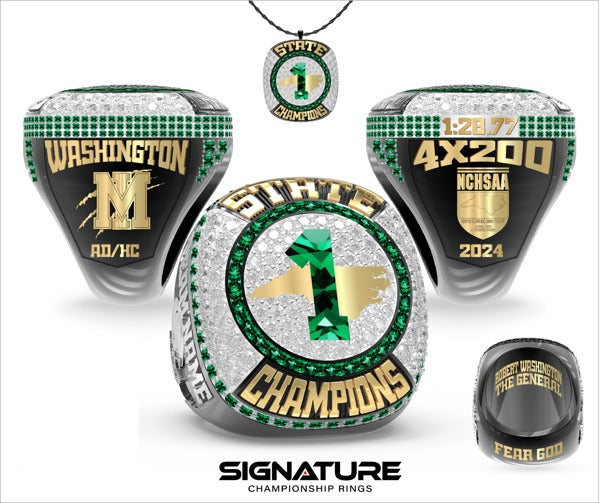 Mountain Island Charter High School Track &amp; Field -Men's 2024 Championship Ring - Boys 4x200