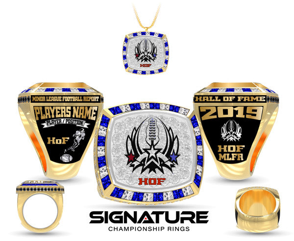 Minor League Football Hall of Fame Championship Ring-Gold Lasium