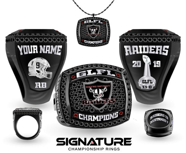 Metro Detroit Raiders Football GLFL 2020 Championship Ring