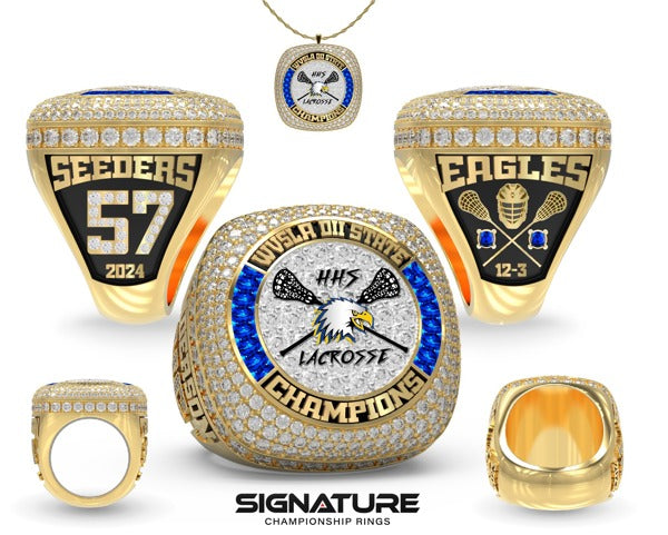 Hedgesville High School Lacrosse -Men's 2024 Championship Ring Helmet/Sticks