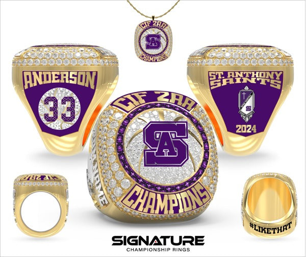 Saint Anthony High School Basketball -Men's 2024 Championship Ring
