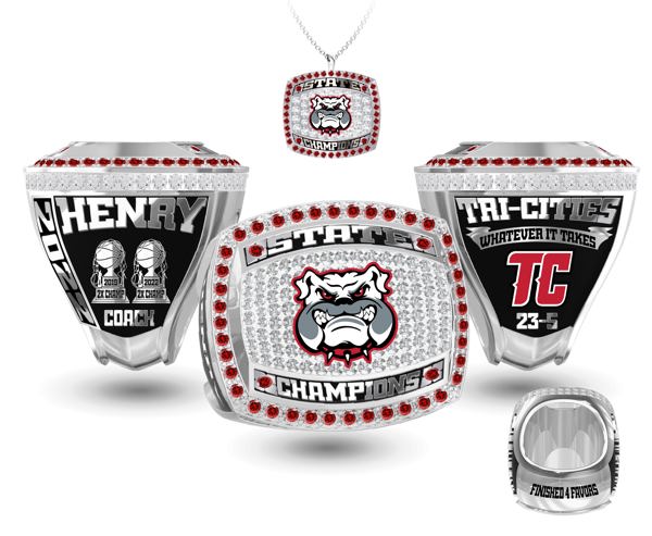 2 Trophies Tri-Cities High School Championship Ring
