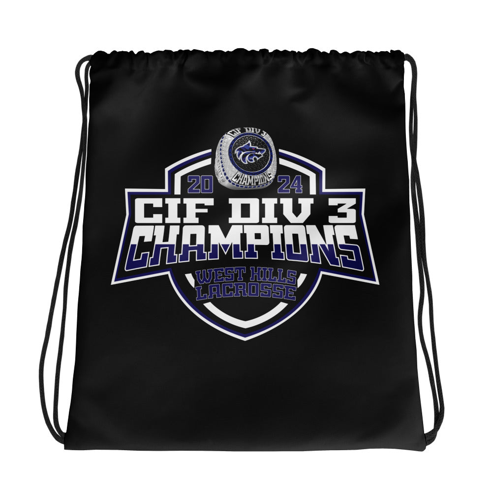 West Hills High School Lacrosse -Men's 2024 Drawstring bag