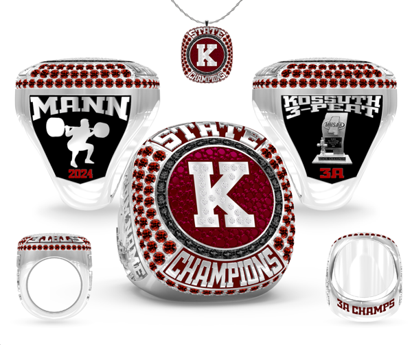 Kossuth High School OSR Powerlifting 2024 Women's Championship Ring