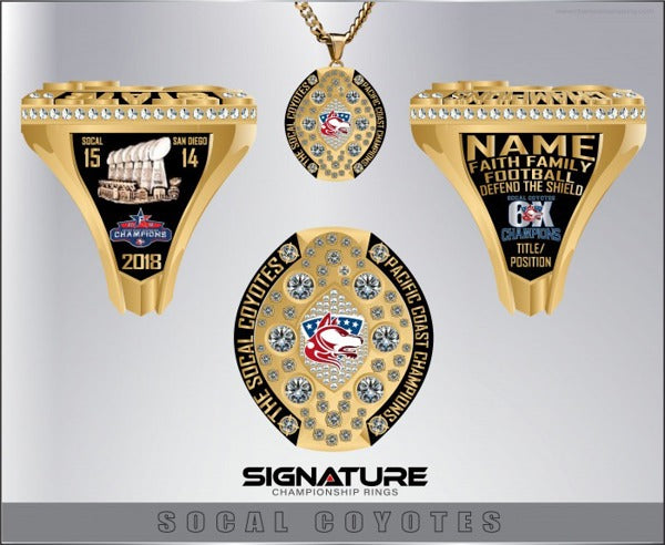 The SOCAL Coyotes Football 2018 Championship Ring