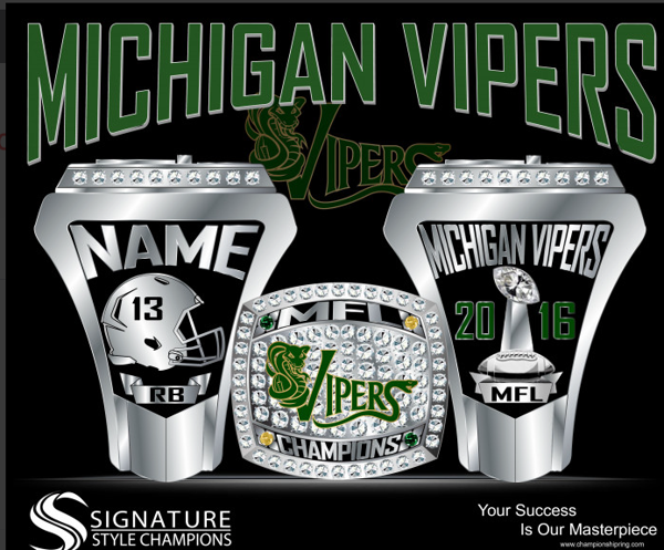 Michigan Vipers Football 2016 Championship Ring
