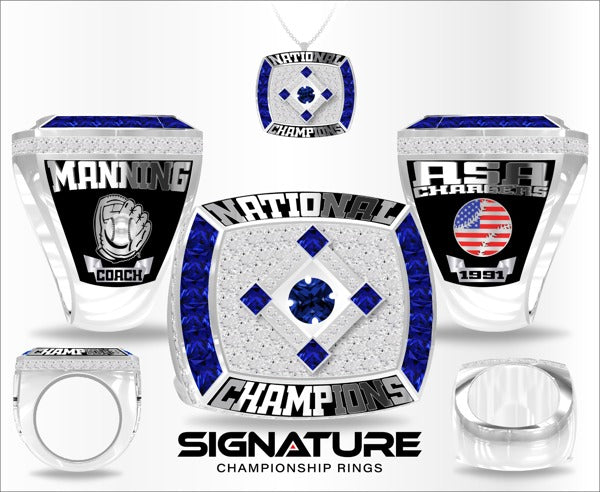 Coach Manning ASA Baseball 1991 Single Championship Ring