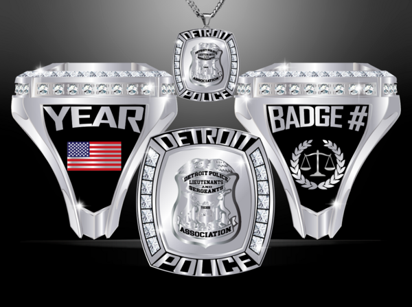 Detroit Police, Lieutenants & Sergeants Ring, Silver Badge