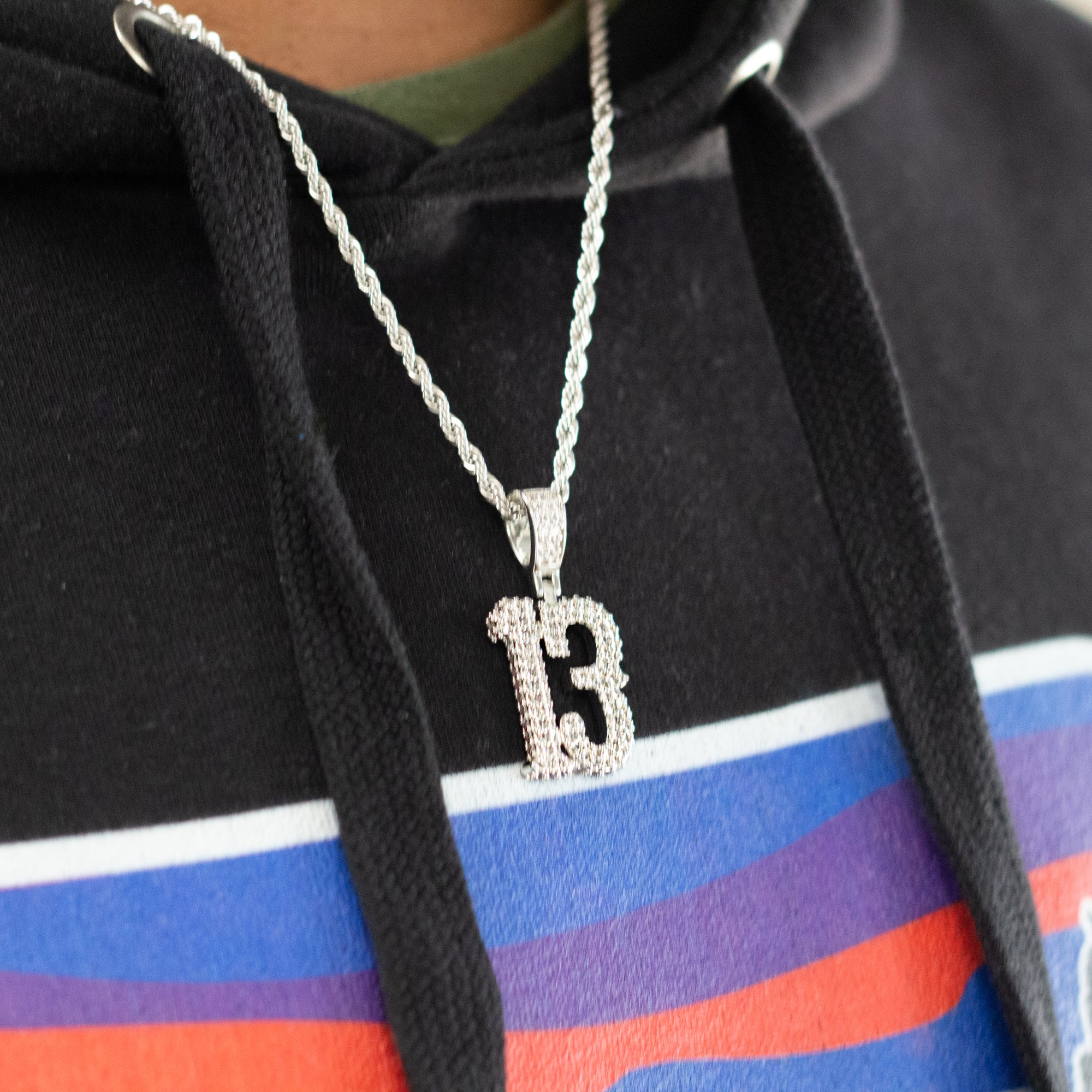Iced-Out Jersey Number Pendant