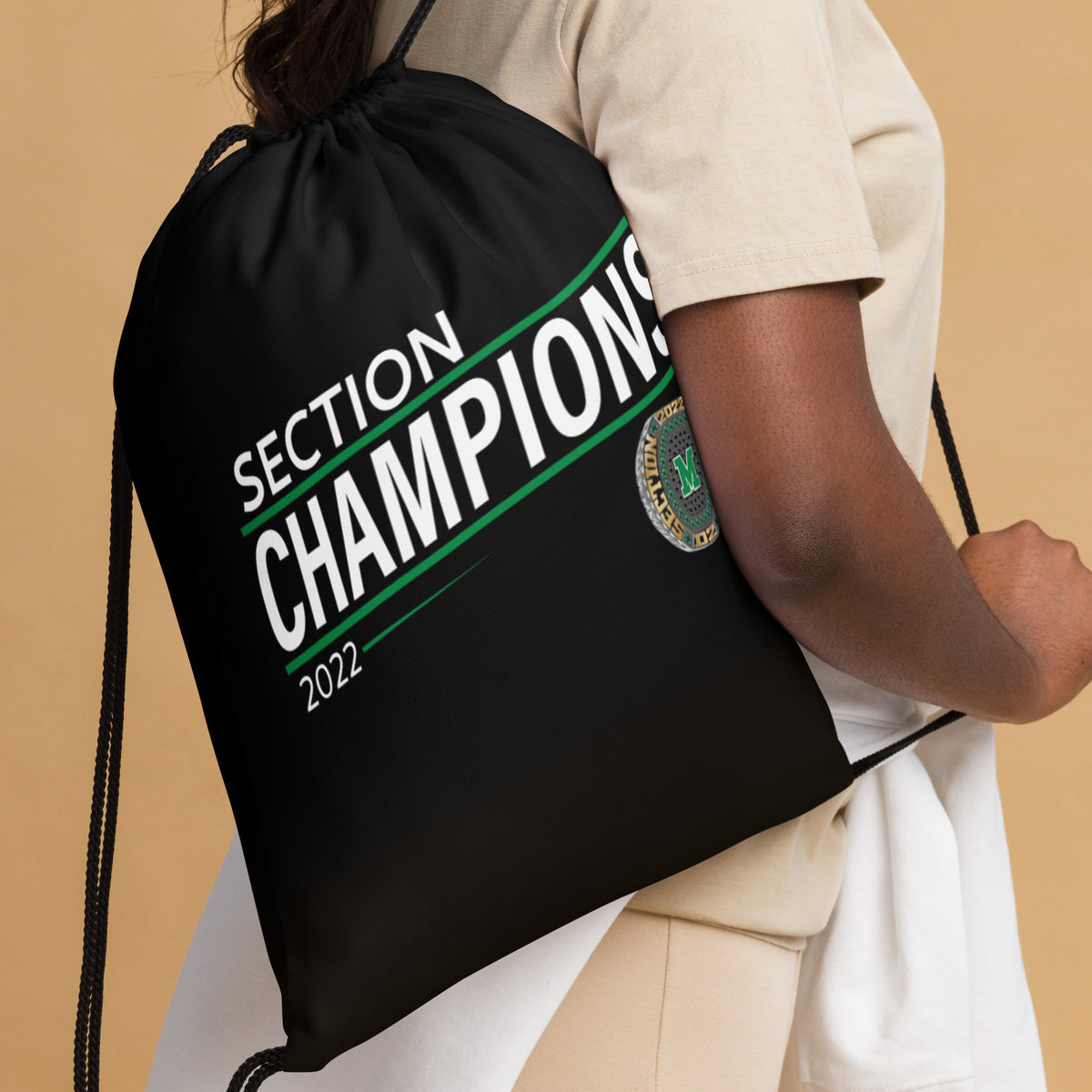 Manteca High School Football 2022 State Championship Ring Drawstring bag