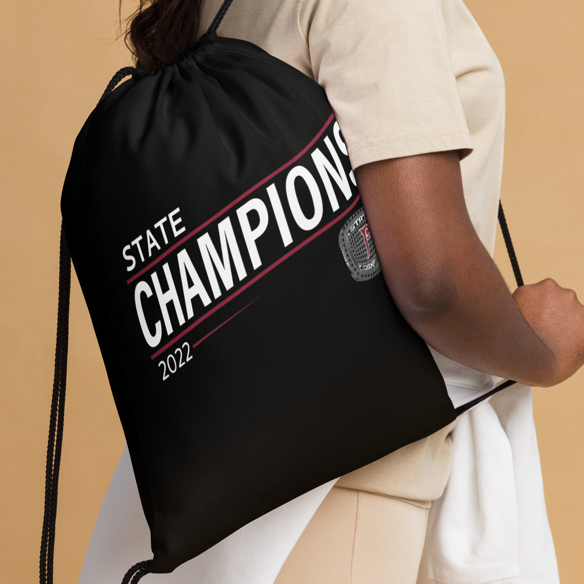 Prescott High School Golf 2022 State Championship Ring Drawstring bag