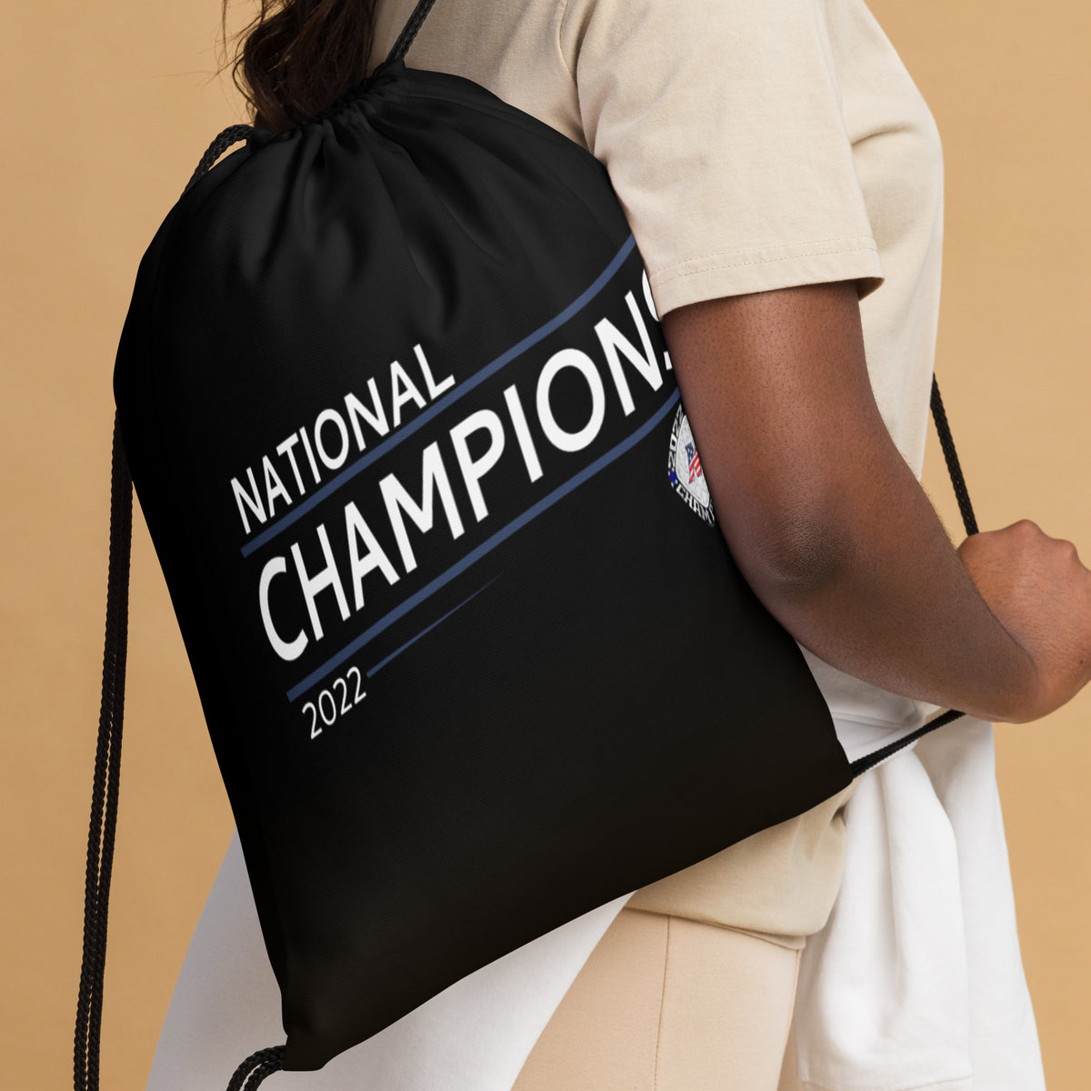 Northern High School Band Blue 2022 State Championship Ring Drawstring bag