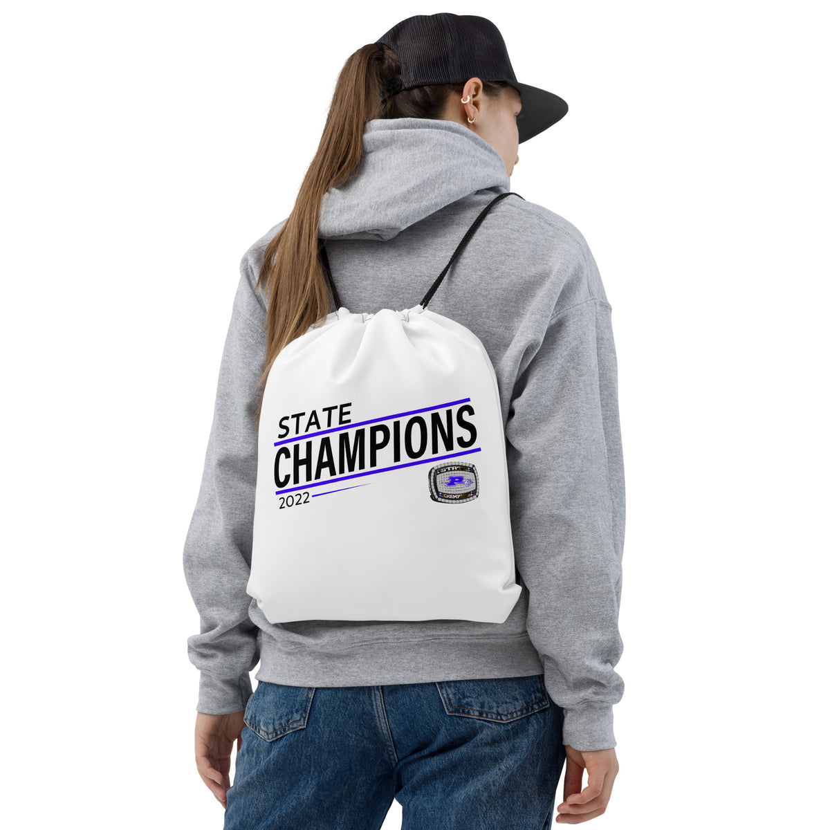 Helen Santini 2022 State Championship Ring White Drawstring bag