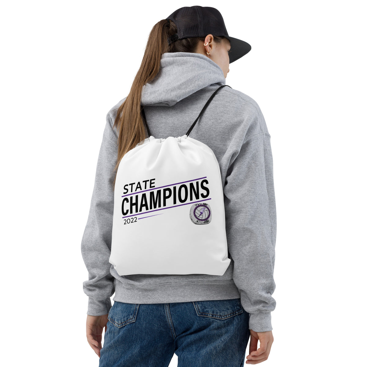 Liberty High School 2022 State Championship Ring White Drawstring bag
