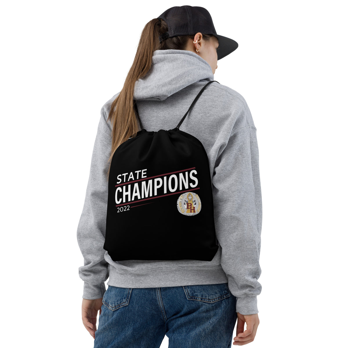 Big Horn High School 2022 State Championship Ring Black Drawstring bag