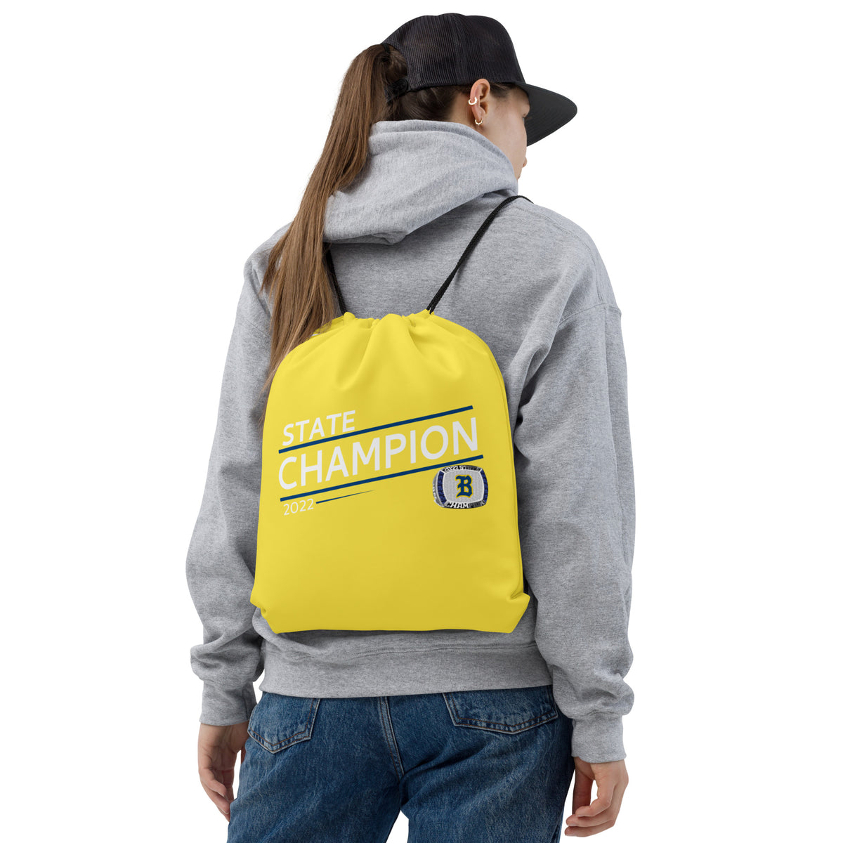 Clear Spring High School 2022 State Championship Ring Yellow Drawstring bag