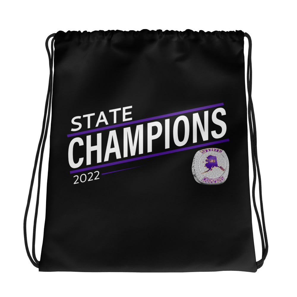 Lathrop High School 2022 State Championship Ring Black Drawstring bag