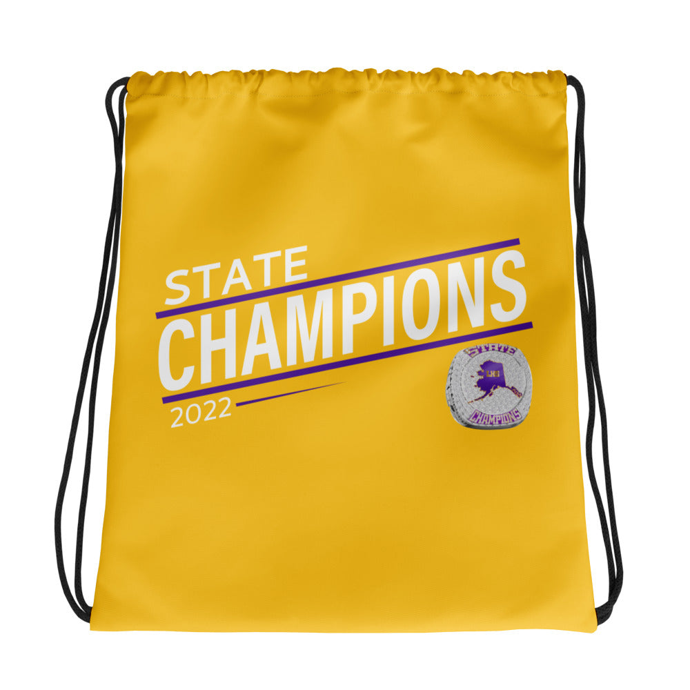 Lathrop High School 2022 State Championship Ring Gold Drawstring bag