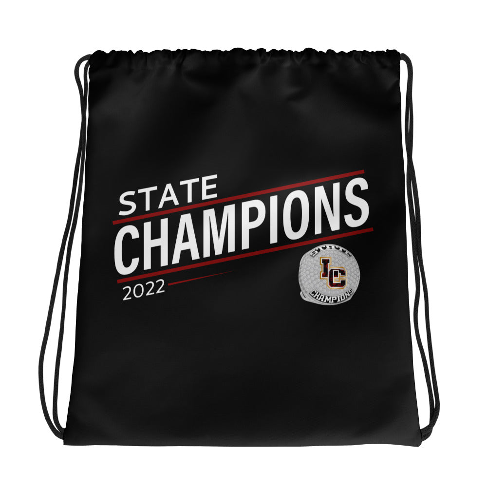 Lincoln Christian Coed Cross Country 2022 State Championship Ring Drawstring bag