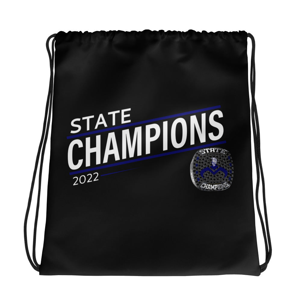 Moanaluau High School 2022 State Championship Ring Black Drawstring bag