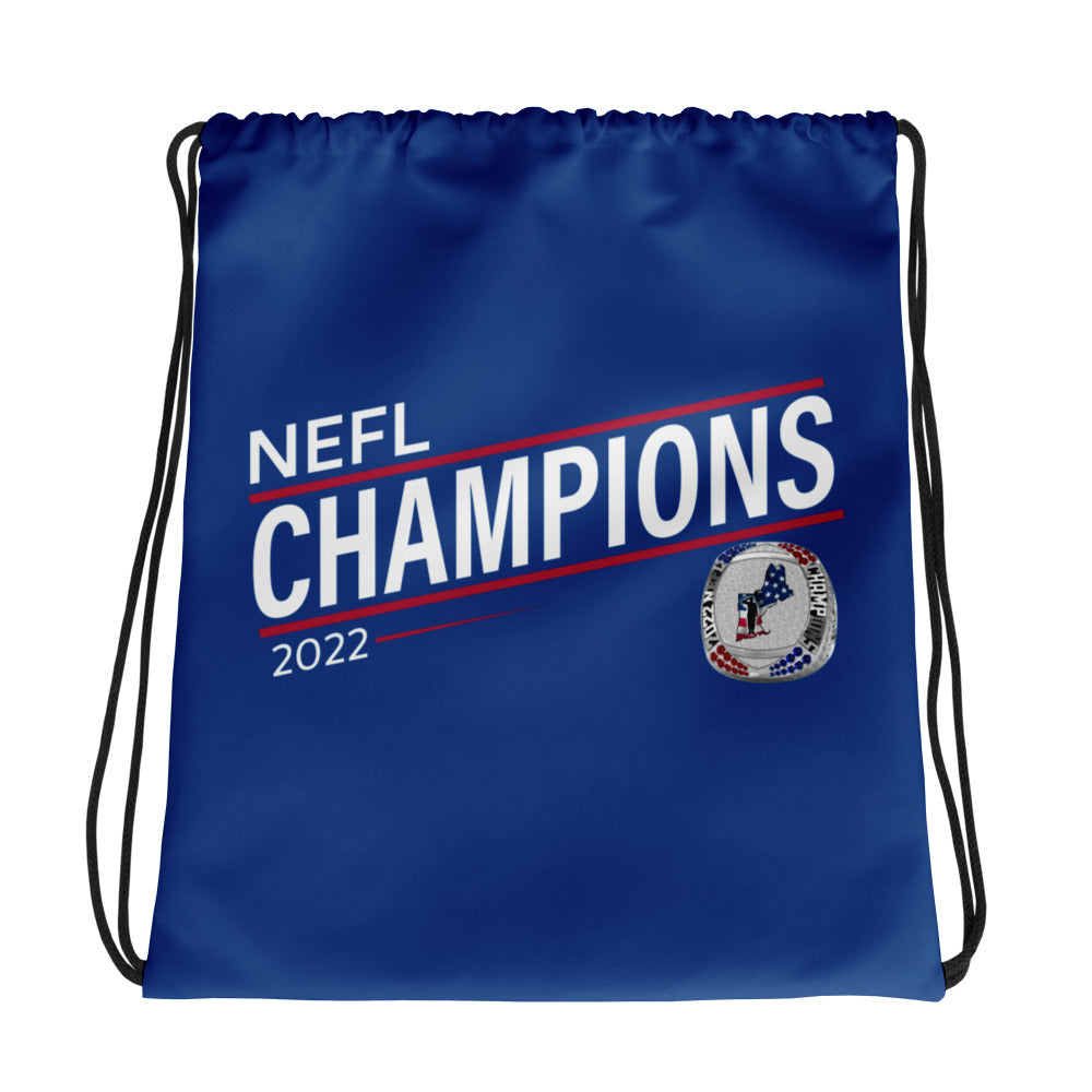Mass Warriors 2022 NEFL Championship Ring Red Line Blue Drawstring bag