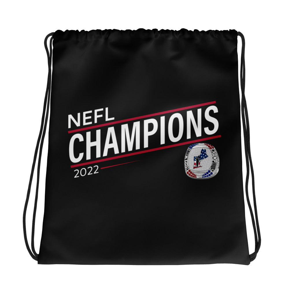 Mass Warriors 2022 NEFL Championship Ring Red Line Black Drawstring bag