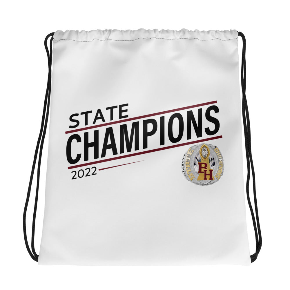 Big Horn High School 2022 State Championship Ring White Drawstring bag
