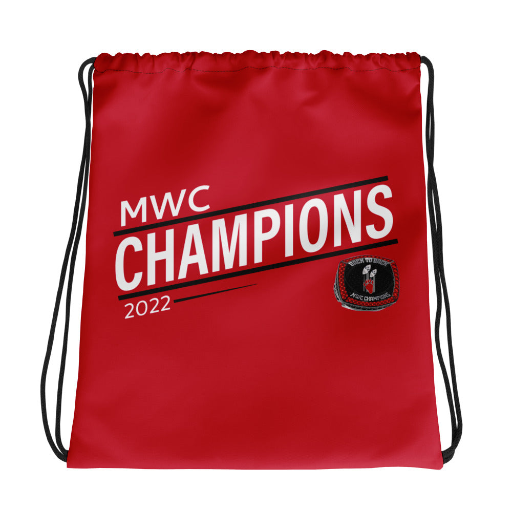 Lake Forest College 2022 MWC Championship Ring Red Drawstring bag