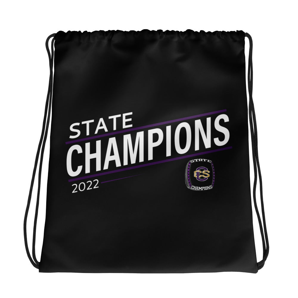 Community Christian High School Cheer 2022 State Championship Ring Drawstring bag