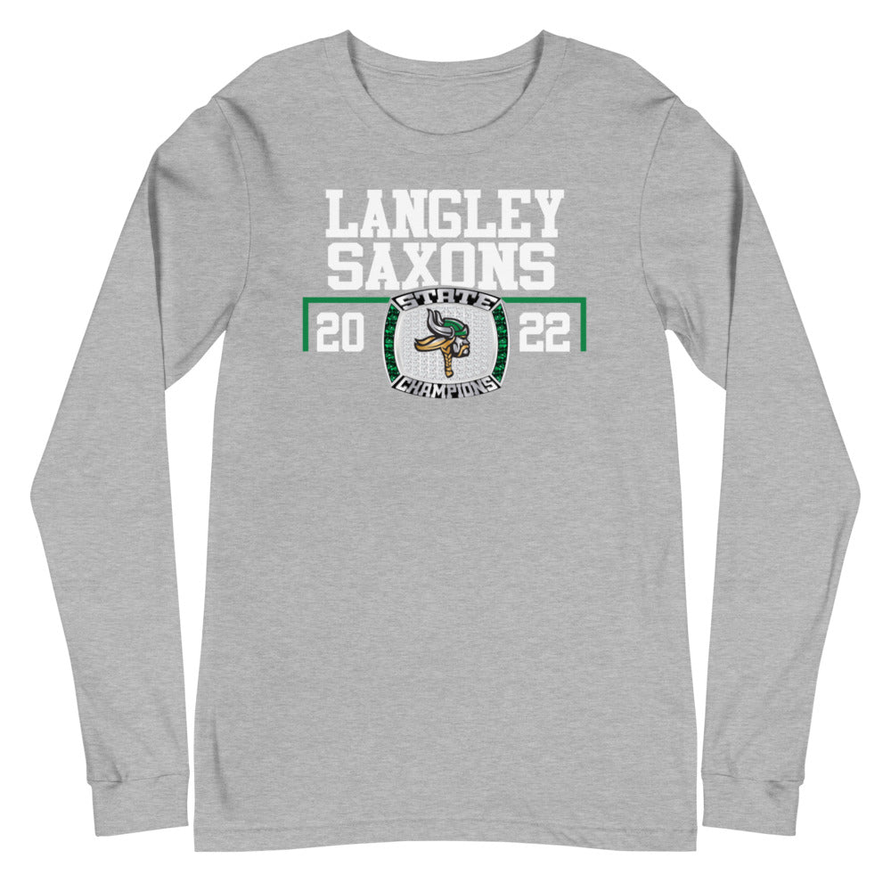 Langley Saxon Ice Hockey Championship Ring Unisex Long Sleeve Tee