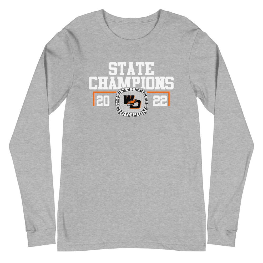 West Delaware High School Wrestling 2022 Championship Ring Unisex Long Sleeve Tee