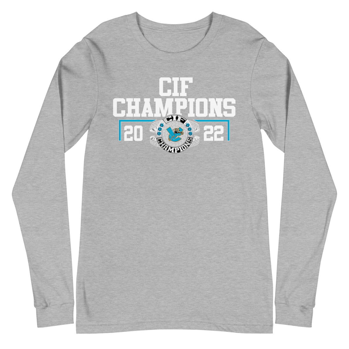 Valley Center High School Track &amp; Field Silver Lasium 2022 CIF Championship Ring Unisex Long Sleeve Tee
