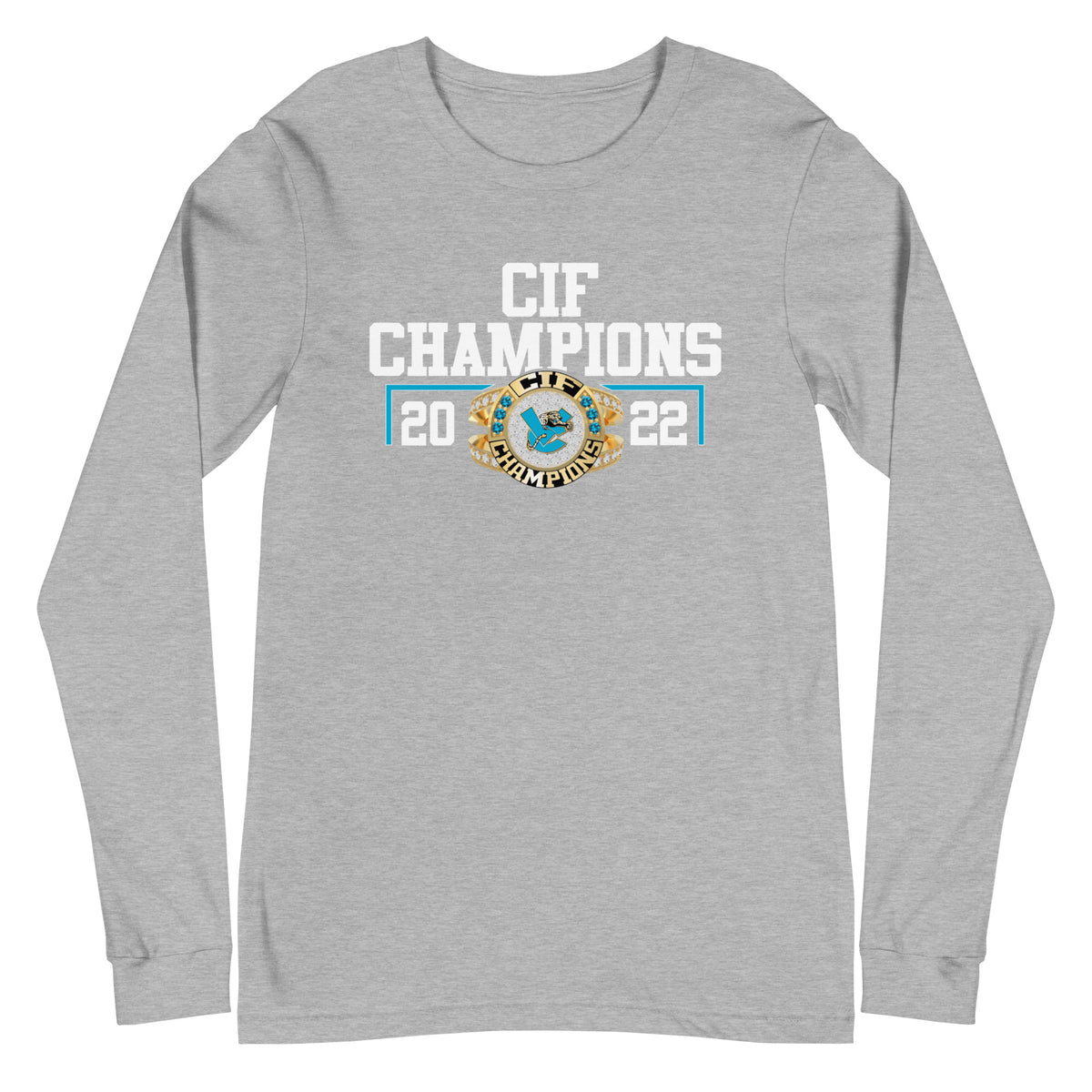 Valley Center High School Track &amp; Field Gold Lasium 2022 CIF Championship Ring Unisex Long Sleeve Tee
