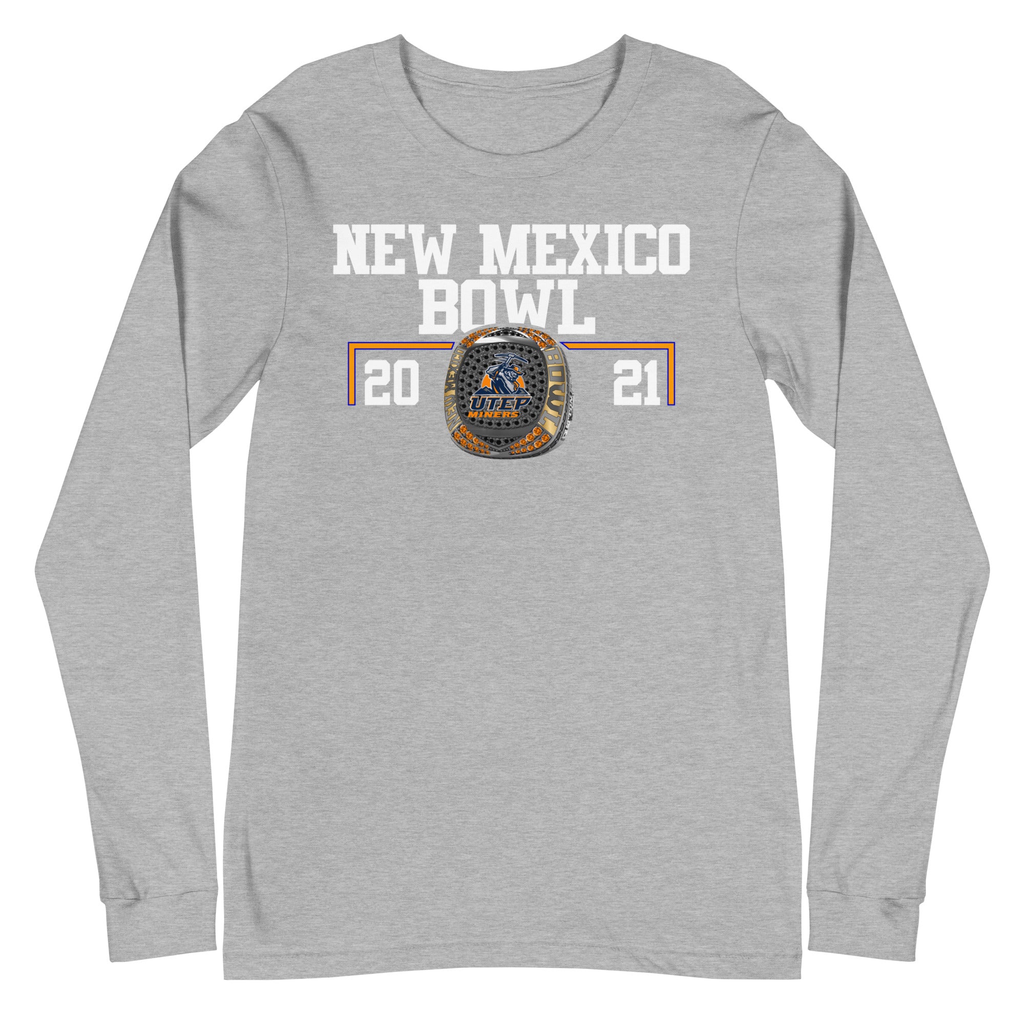 University of Texas at El Paso Football 2021 New Mexico Bowl Championship Ring Unisex Long Sleeve Tee