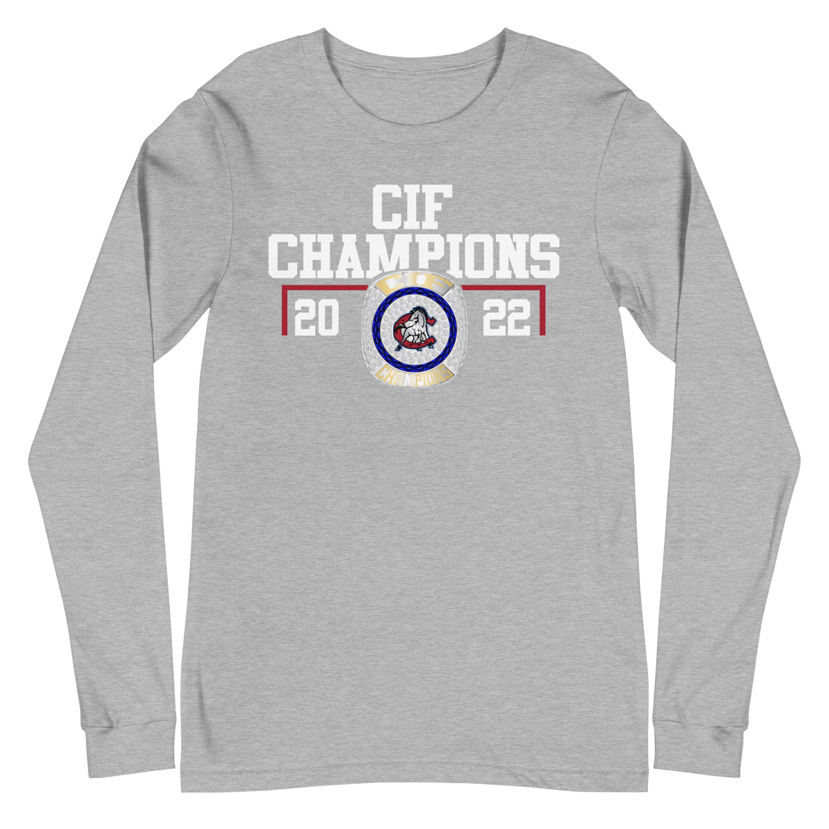 Crawford High Men’s Soccer 2022 CIF Championship Ring Unisex Long Sleeve Tee