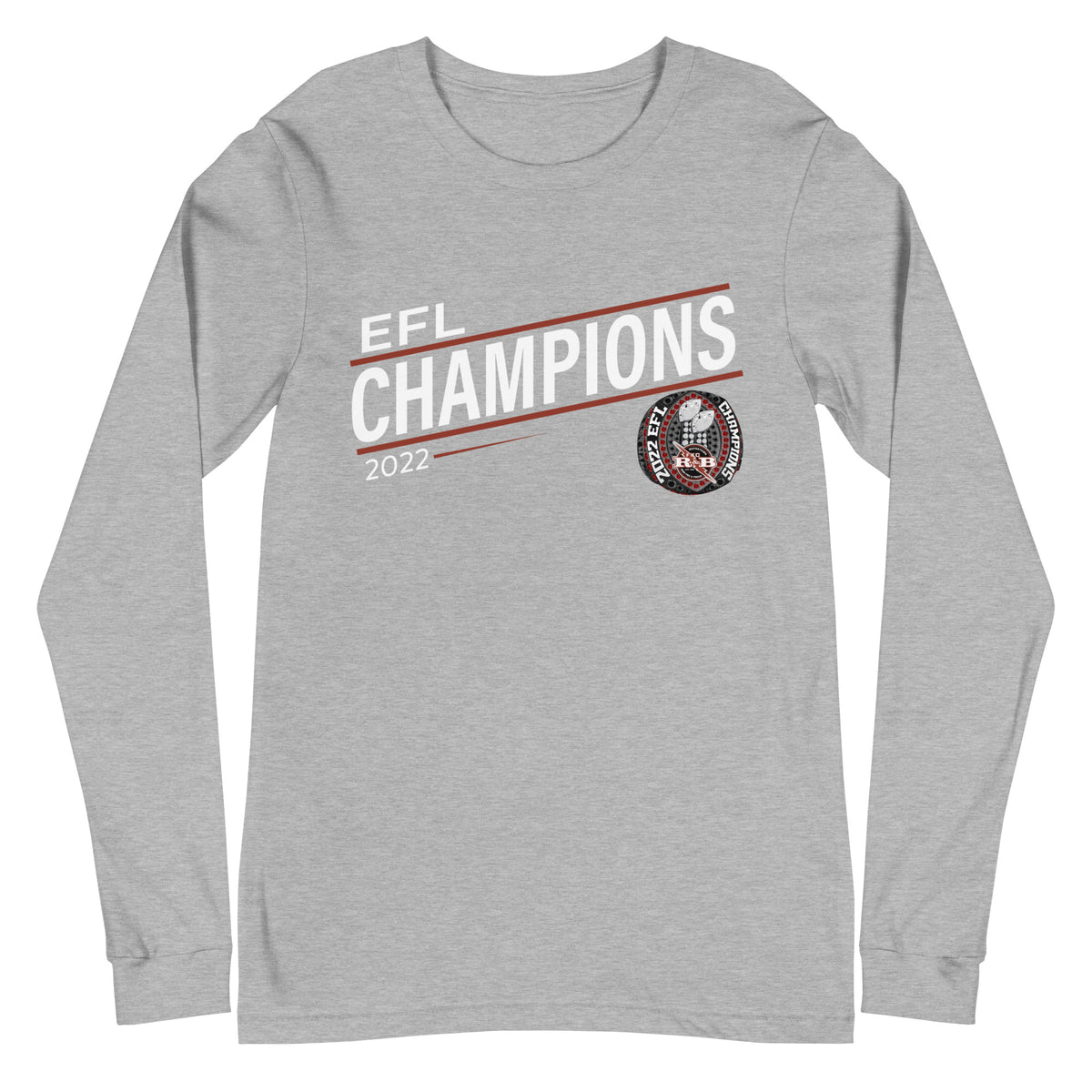 Watertown Red &amp; Black 2022 EFL Championship Ring Unisex Long Sleeve Tee