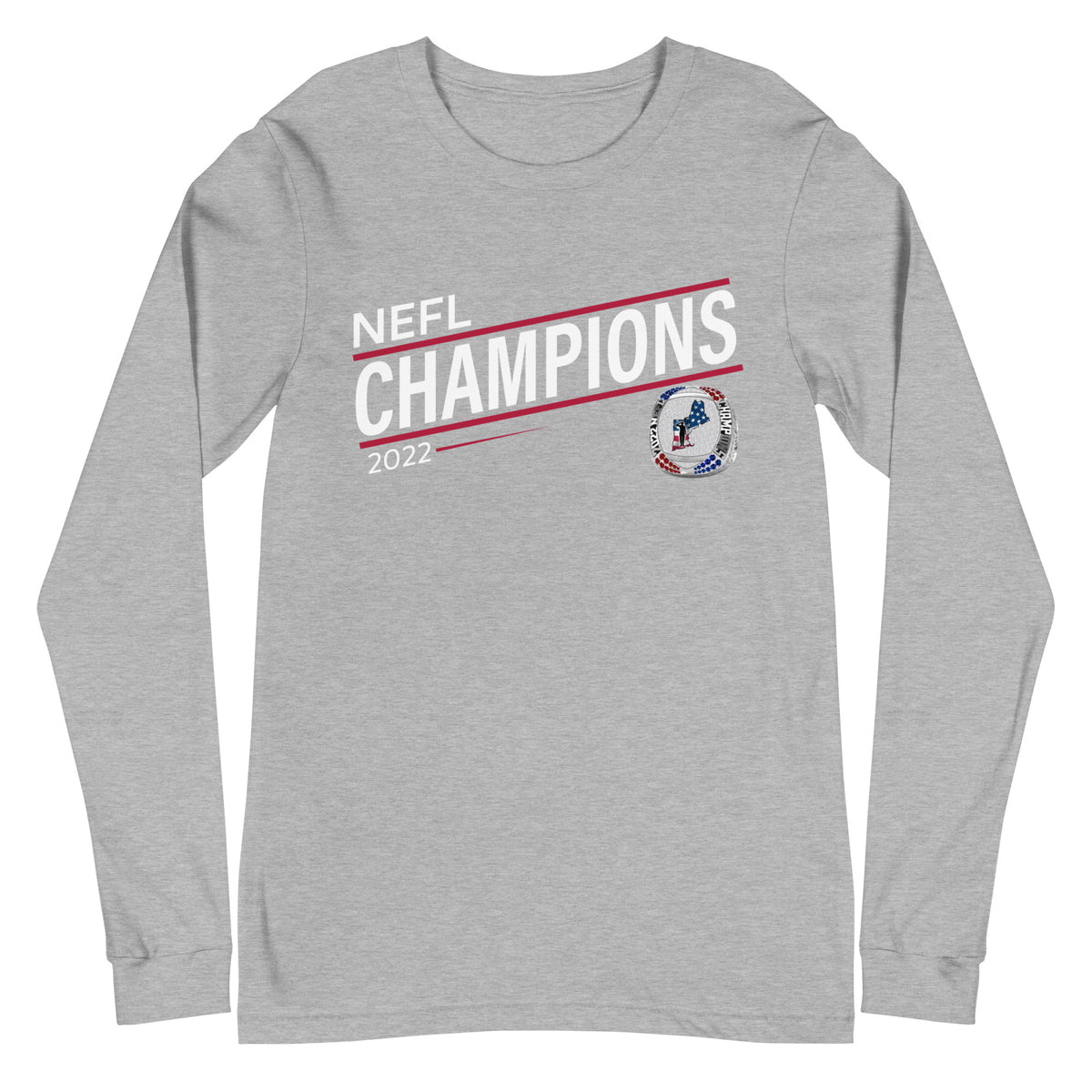Mass Warriors 2022 NEFL Championship Ring Red Line Unisex Long Sleeve Tee