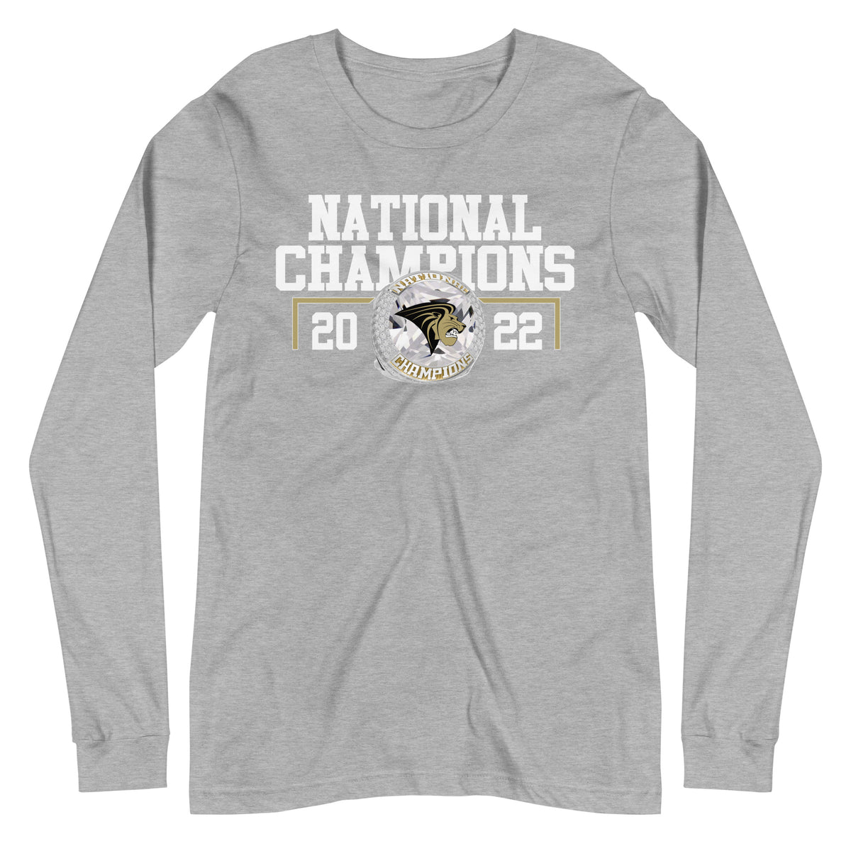 33872 - Lindenwood Cheer 2022 National Championship Ring Unisex Long Sleeve Tee