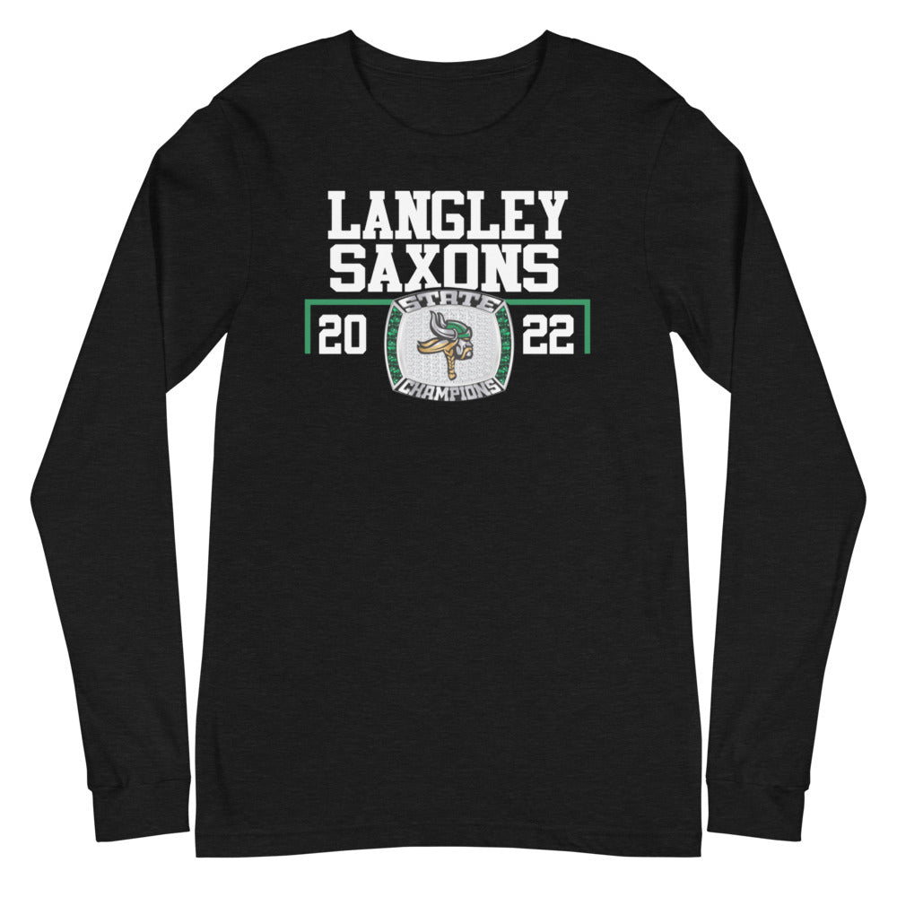 Langley Saxon Ice Hockey Championship Ring Unisex Long Sleeve Tee