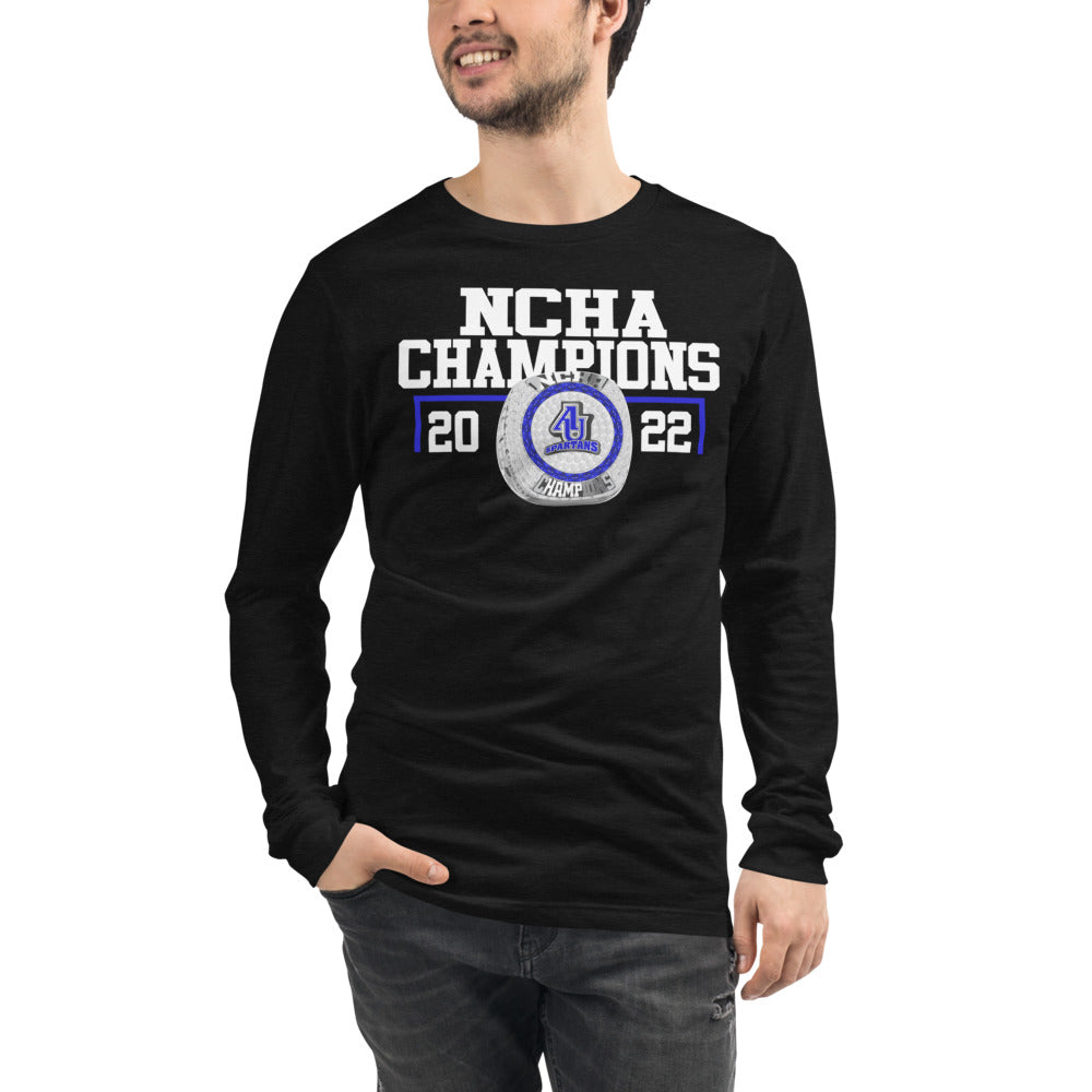 Aurora University 2022 NCHA Championship Ring Unisex Long Sleeve Tee