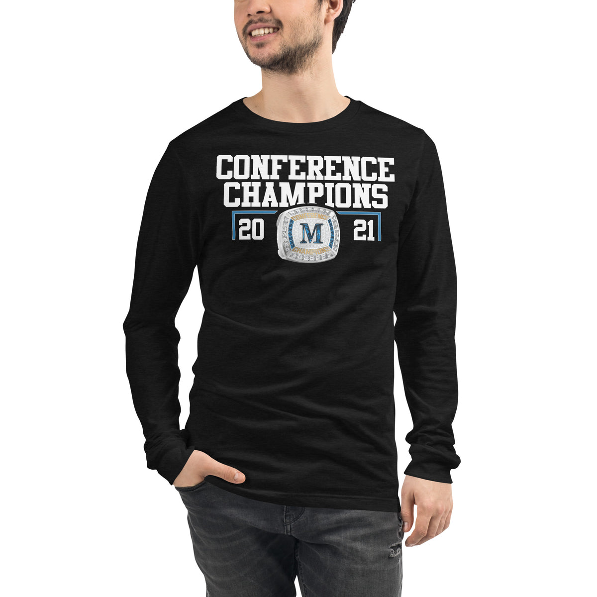 Marian University 2021 Hockey Conference Championship Ring Unisex Long Sleeve Tee
