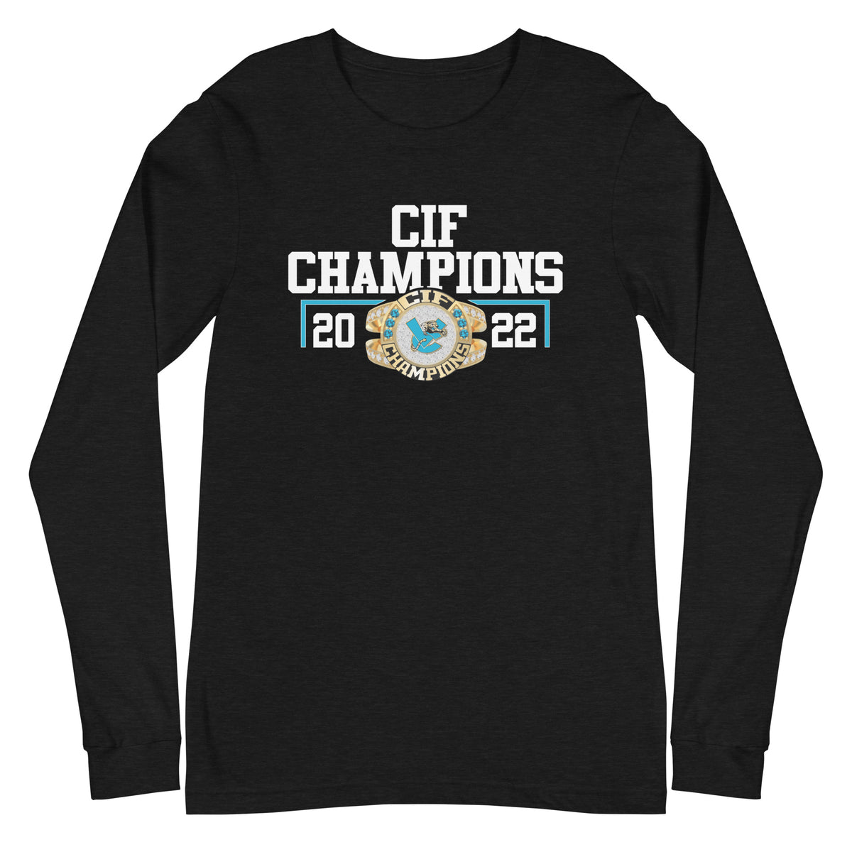 Valley Center High School Track &amp; Field Gold Lasium 2022 CIF Championship Ring Unisex Long Sleeve Tee
