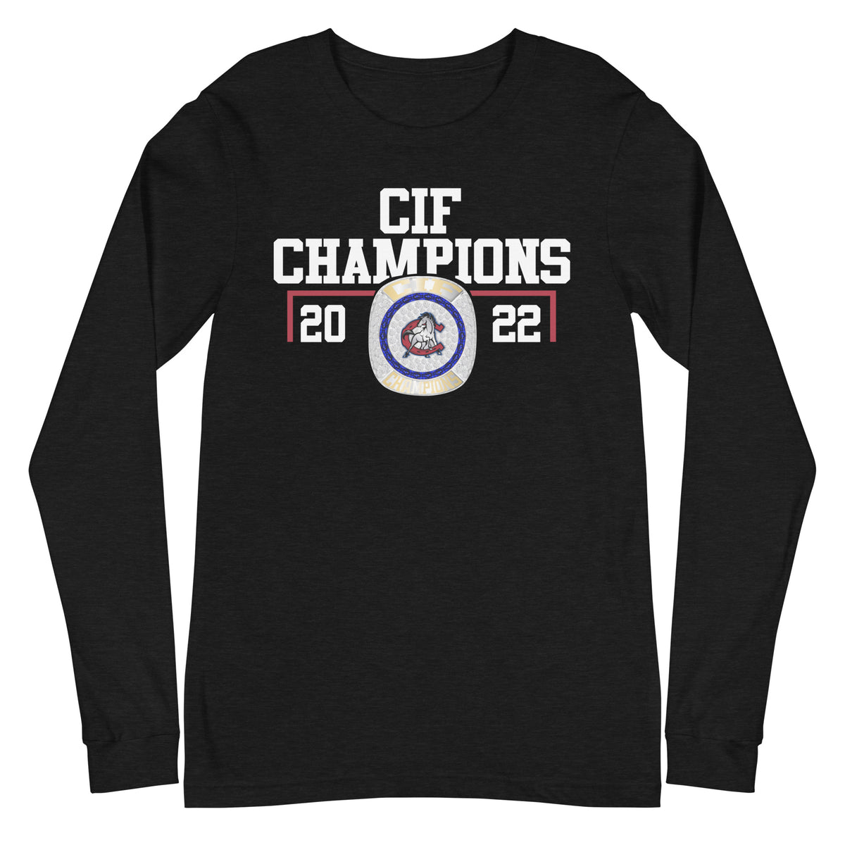 Crawford High Men’s Soccer 2022 CIF Championship Ring Unisex Long Sleeve Tee