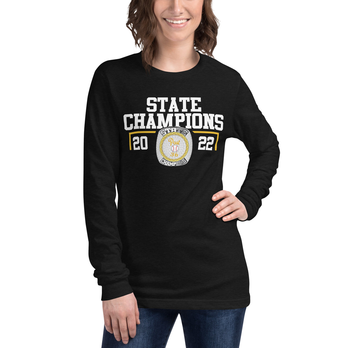 Post 36 Baseball Rally Dawgs 2022 State Championship Ring Unisex Long Sleeve Tee